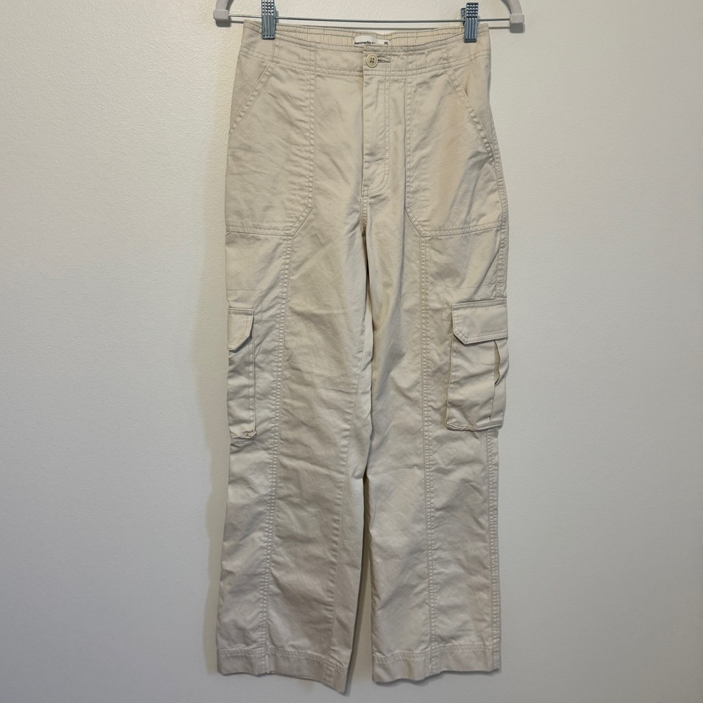 Abercrombie & Fitch Relaxed Fit Cargo Pants Size 25 / 0 Straight Wide Leg Curve - Picture 2 of 6